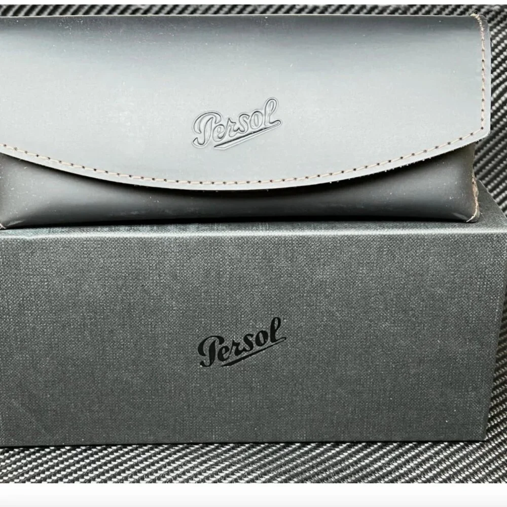 PERSOL Black Polarized 57mm Havana Sunglasses